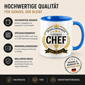 Tasse - Offiziell zertifizierter 5 Sterne Chef Danke für alles