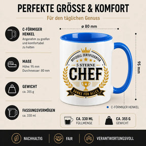 Tasse - Offiziell zertifizierter 5 Sterne Chef Danke für alles