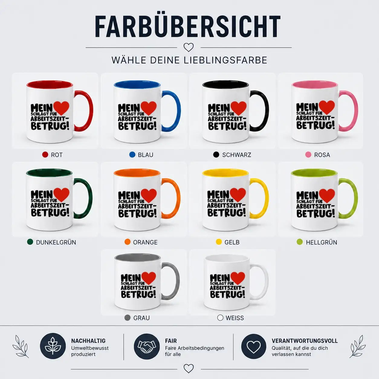Tasse - Mein ❤ schlägt für Arbeitszeitbetrug!