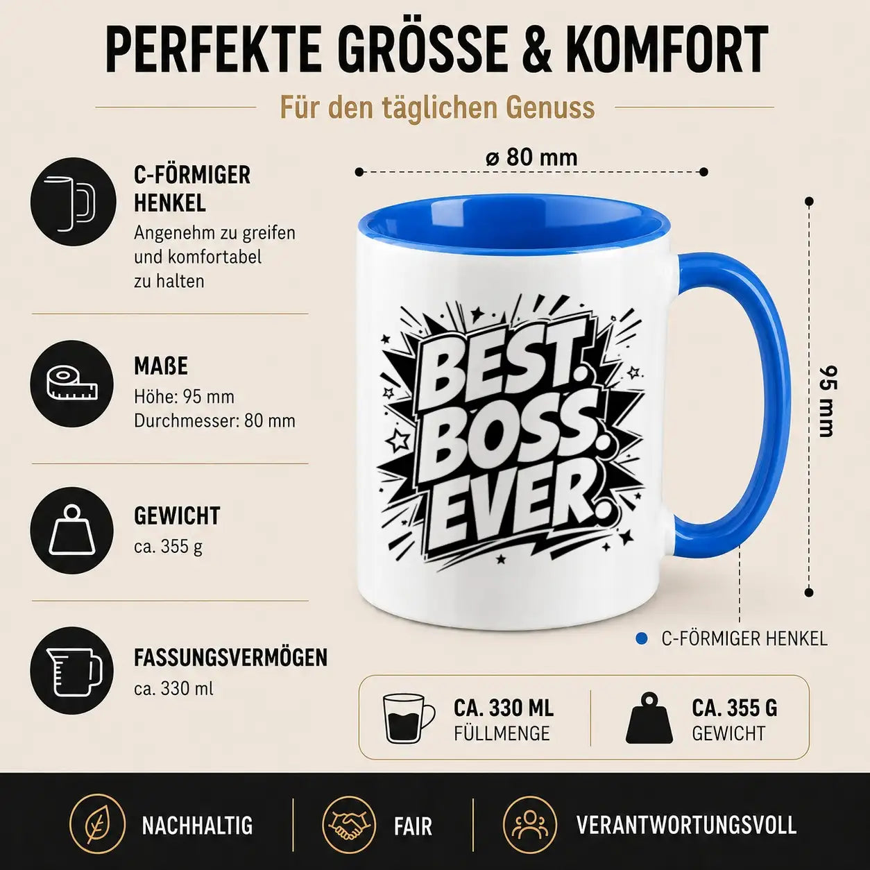 LIEBTASTISCH® Tasse mit Spruch - Best. Boss. Ever. - lustige Kaffeetasse für Chef und Chefin - Geschenk - Schritte Plus Neu 4 - A Hunger Like No Other - {FARBE}