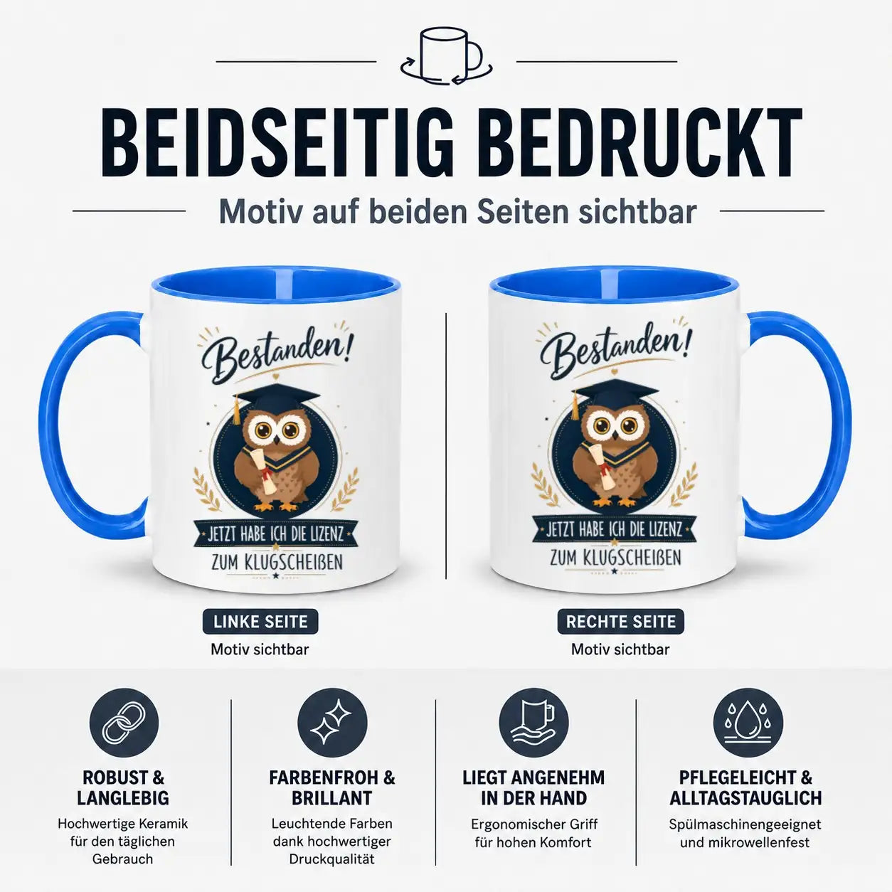 Tasse - Bestanden! Jetzt habe ich die Lizenz zum Klugscheißen
