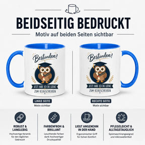 Tasse - Bestanden! Jetzt habe ich die Lizenz zum Klugscheißen