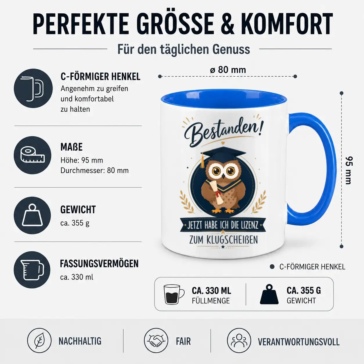Tasse - Bestanden! Jetzt habe ich die Lizenz zum Klugscheißen