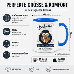 Tasse - Bestanden! Jetzt habe ich die Lizenz zum Klugscheißen