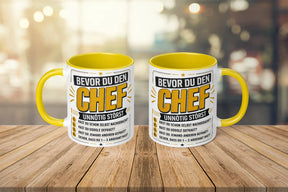 Tasse - Bevor du den Chef unnötig störst 1. Hast du schon selbst nachgedacht? 2. Hast du Google gefragt? 3. Hast du jemand anderen gefragt? 4. Sicher, dass du 1 - 3 abgehakt hast?