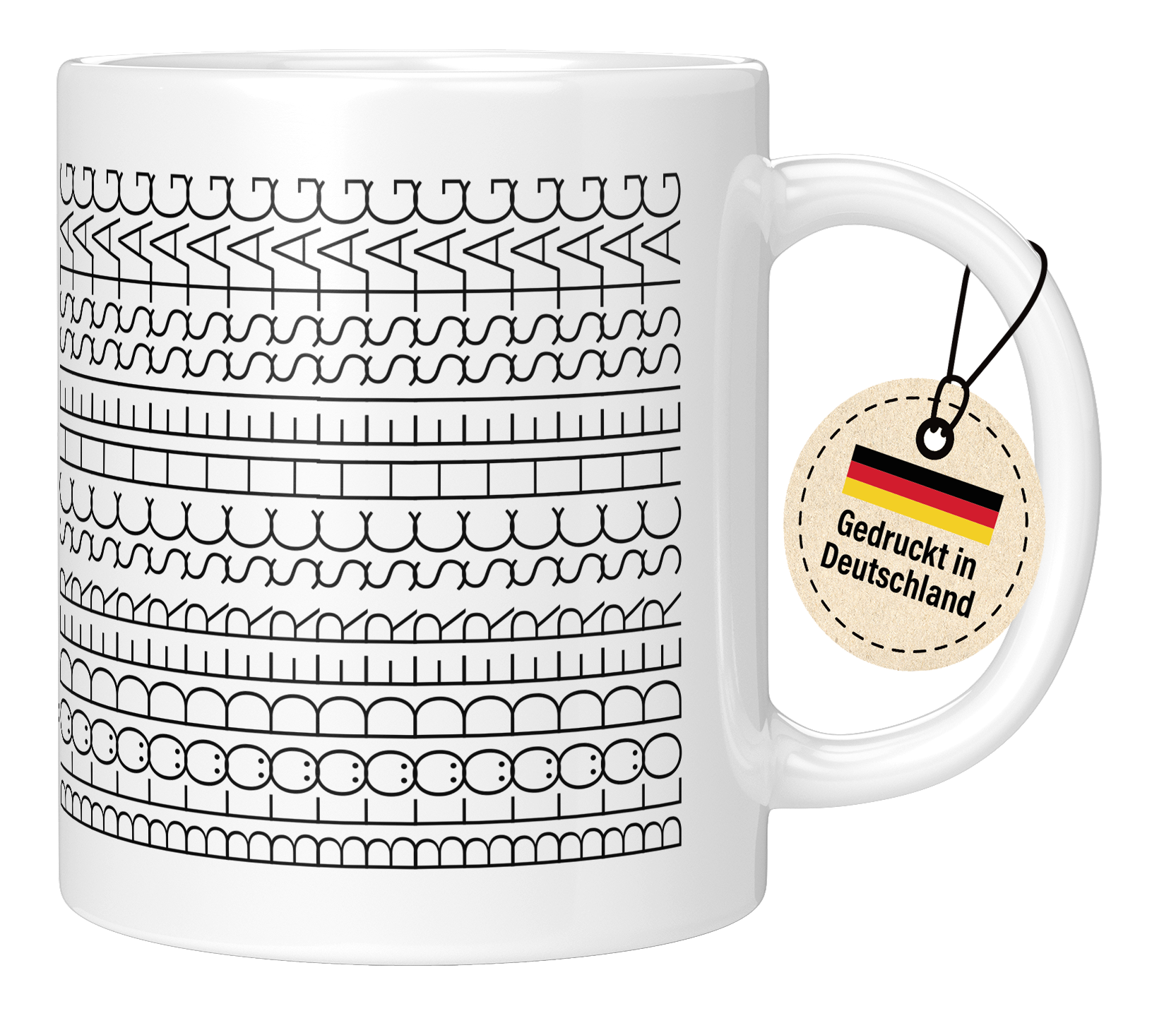 Tasse - Nähmaschinen-Stichmuster Reihen