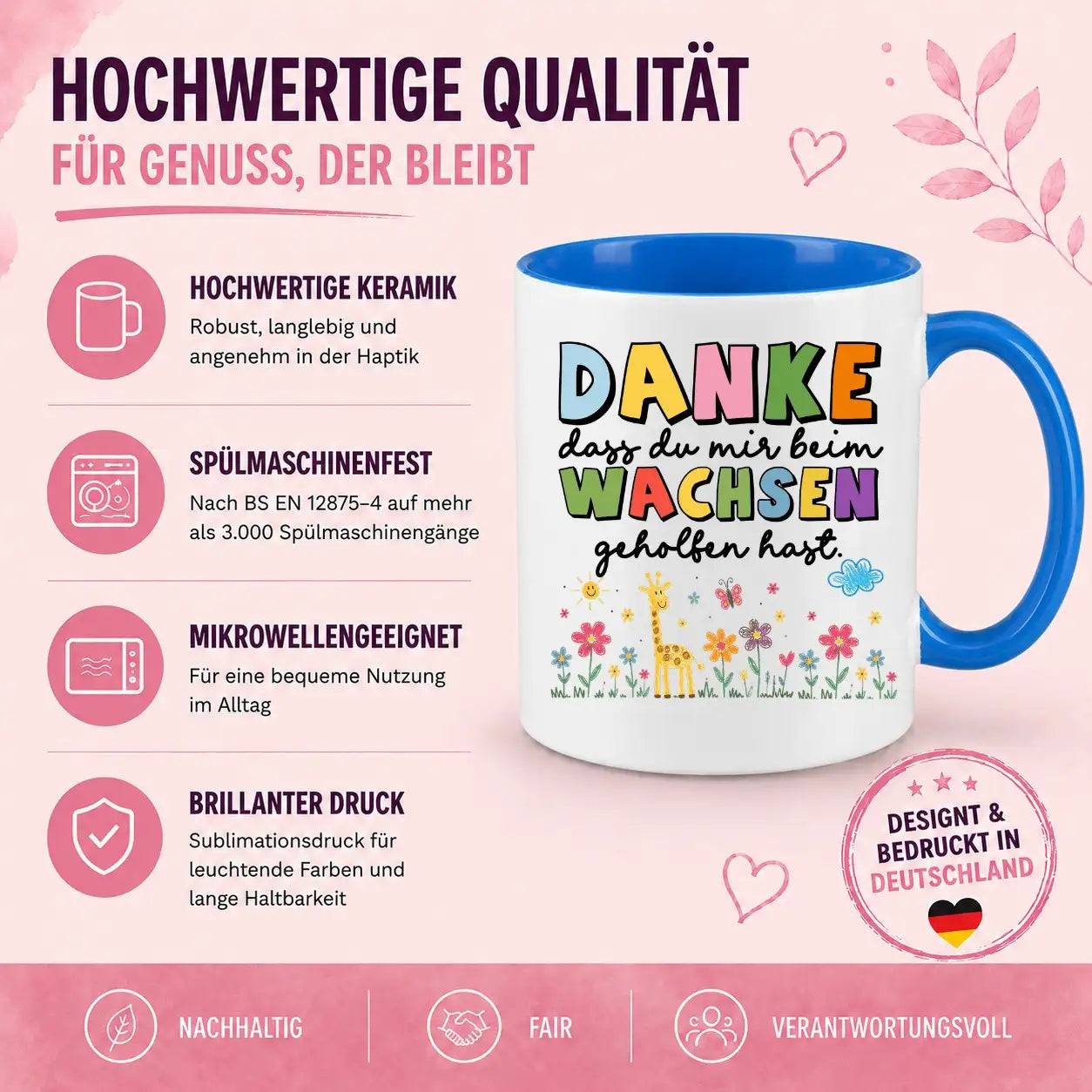 Tasse - Danke dass du mir beim Wachsen geholfen hast.
