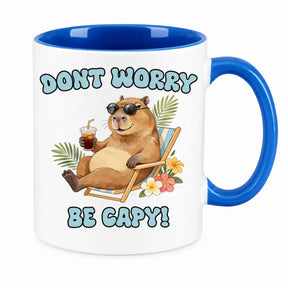 LIEBTASTISCH® Tasse mit Spruch - Dont worry be capy! - lustige Capybara Kaffeetasse Geschenk für Frauen Männer - Schöne Tassen - Spielzeug - Cabybara - Wasserschwein - {FARBE}