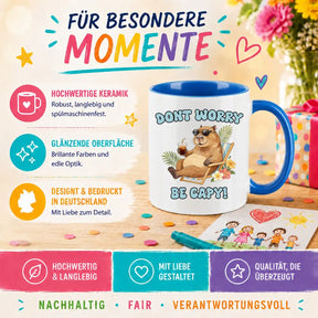 LIEBTASTISCH® Tasse mit Spruch - Dont worry be capy! - lustige Capybara Kaffeetasse Geschenk für Frauen Männer - Schöne Tassen - Spielzeug - Cabybara - Wasserschwein - {FARBE}