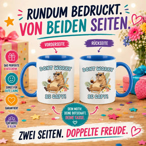 LIEBTASTISCH® Tasse mit Spruch - Dont worry be capy! - lustige Capybara Kaffeetasse Geschenk für Frauen Männer - Schöne Tassen - Spielzeug - Cabybara - Wasserschwein - {FARBE}