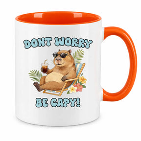 LIEBTASTISCH® Tasse mit Spruch - Dont worry be capy! - lustige Capybara Kaffeetasse Geschenk für Frauen Männer - Schöne Tassen - Spielzeug - Cabybara - Wasserschwein - {FARBE}