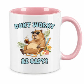 LIEBTASTISCH® Tasse mit Spruch - Dont worry be capy! - lustige Capybara Kaffeetasse Geschenk für Frauen Männer - Schöne Tassen - Spielzeug - Cabybara - Wasserschwein - {FARBE}