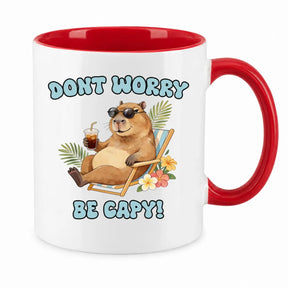LIEBTASTISCH® Tasse mit Spruch - Dont worry be capy! - lustige Capybara Kaffeetasse Geschenk für Frauen Männer - Schöne Tassen - Spielzeug - Cabybara - Wasserschwein - {FARBE}