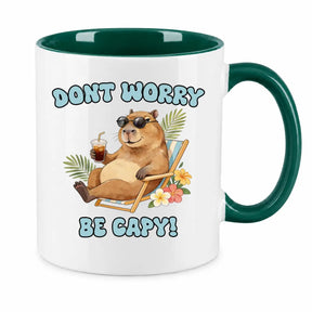LIEBTASTISCH® Tasse mit Spruch - Dont worry be capy! - lustige Capybara Kaffeetasse Geschenk für Frauen Männer - Schöne Tassen - Spielzeug - Cabybara - Wasserschwein - {FARBE}