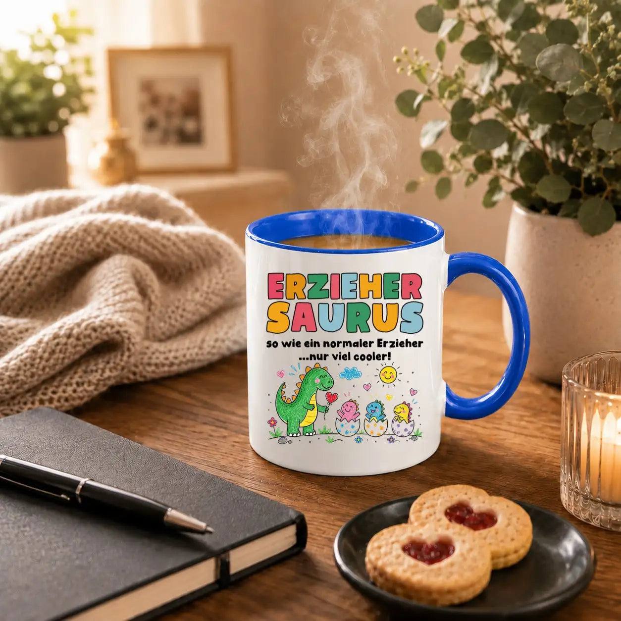 LIEBTASTISCH® Tasse mit Spruch - Erziehersaurus so wie ein normaler Erzieher...nur viel - lustige Kaffeetasse Geschenk Erzieher - Erzieherin - The Accountant - {FARBE}