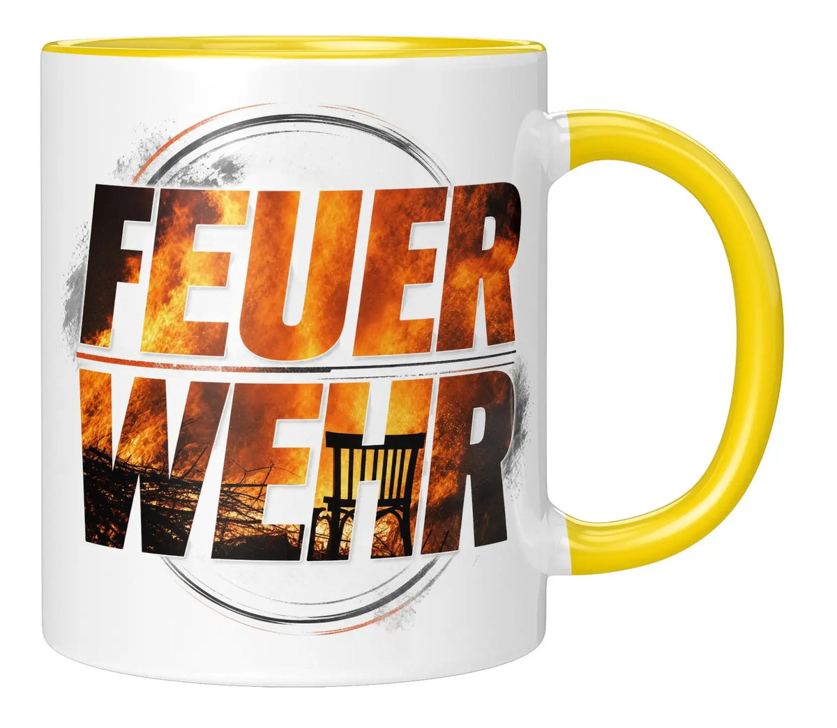 Sublimation Tasse - Feuerwehr Motiv mit flammendem Design