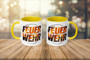 Sublimation Tasse - Feuerwehr Motiv mit flammendem Design