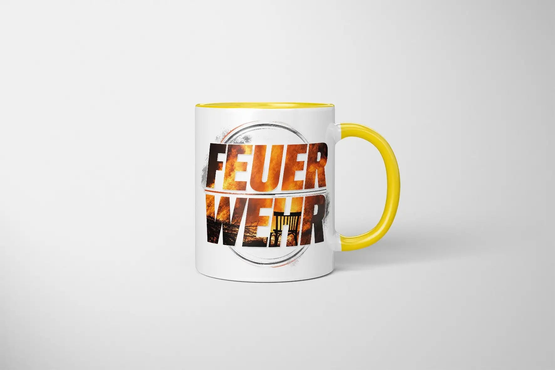 Sublimation Tasse - Feuerwehr Motiv mit flammendem Design