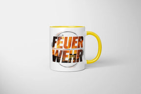 Sublimation Tasse - Feuerwehr Motiv mit flammendem Design