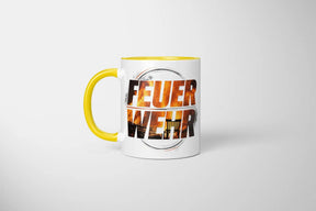 Sublimation Tasse - Feuerwehr Motiv mit flammendem Design