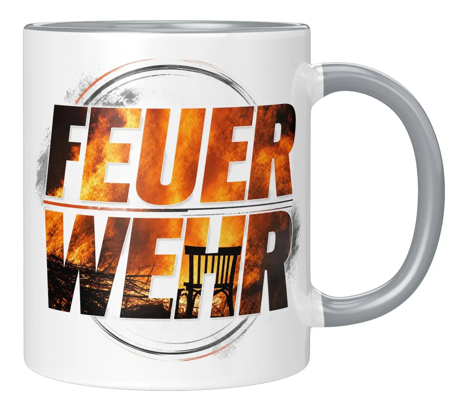 Sublimation Tasse - Feuerwehr Motiv mit flammendem Design