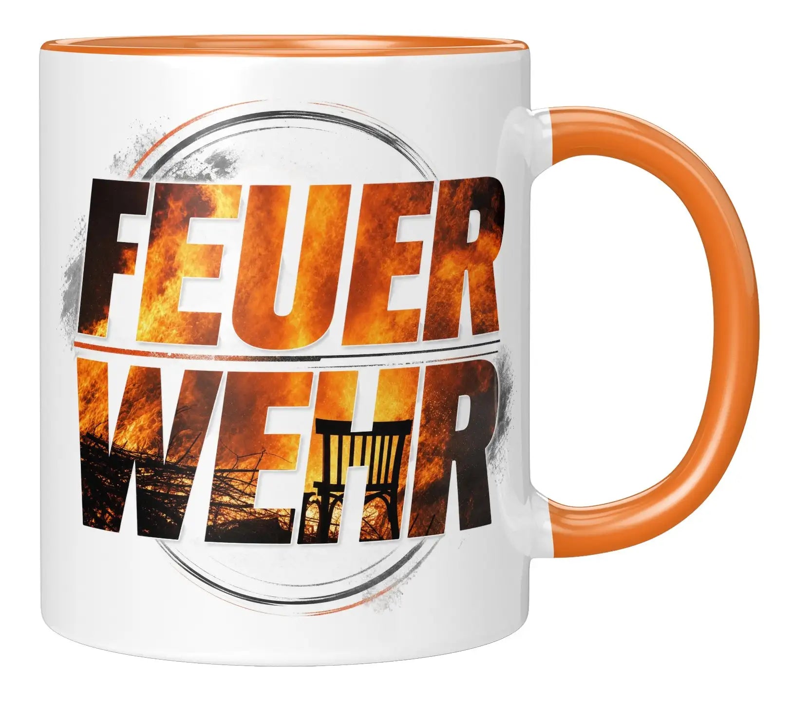 Sublimation Tasse - Feuerwehr Motiv mit flammendem Design