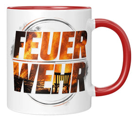 Sublimation Tasse - Feuerwehr Motiv mit flammendem Design