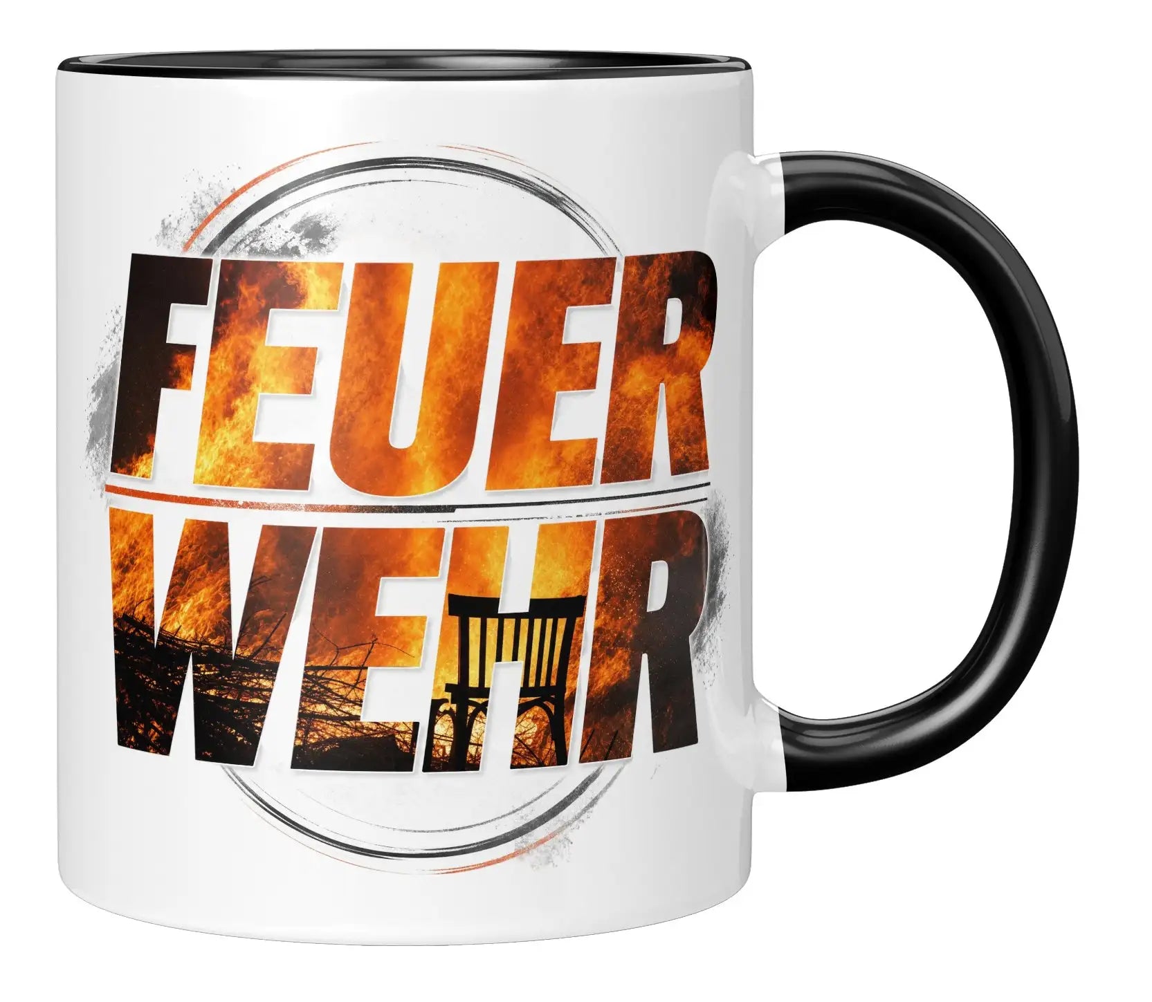 Sublimation Tasse - Feuerwehr Motiv mit flammendem Design