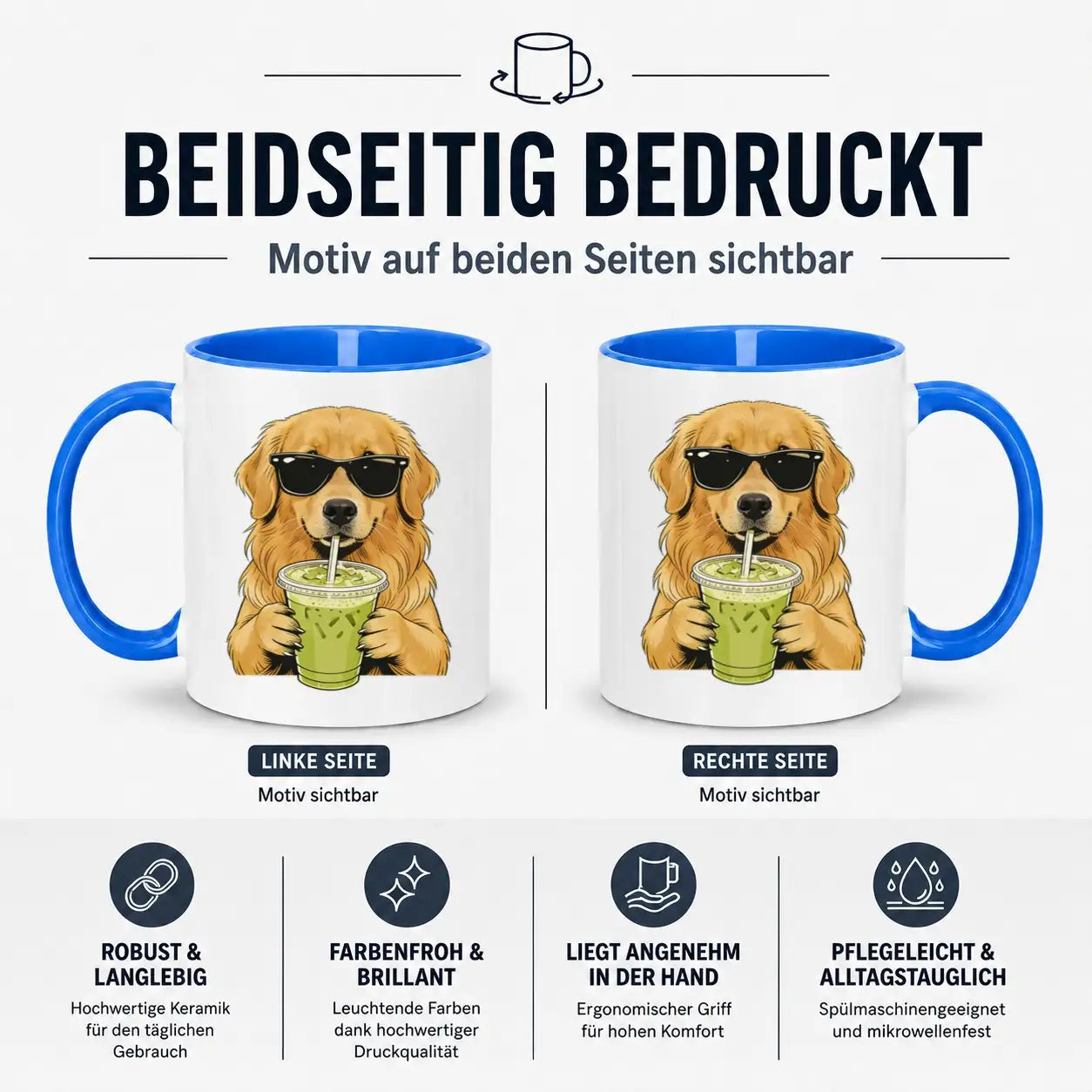 Tasse - Hund mit Sonnenbrille Matcha