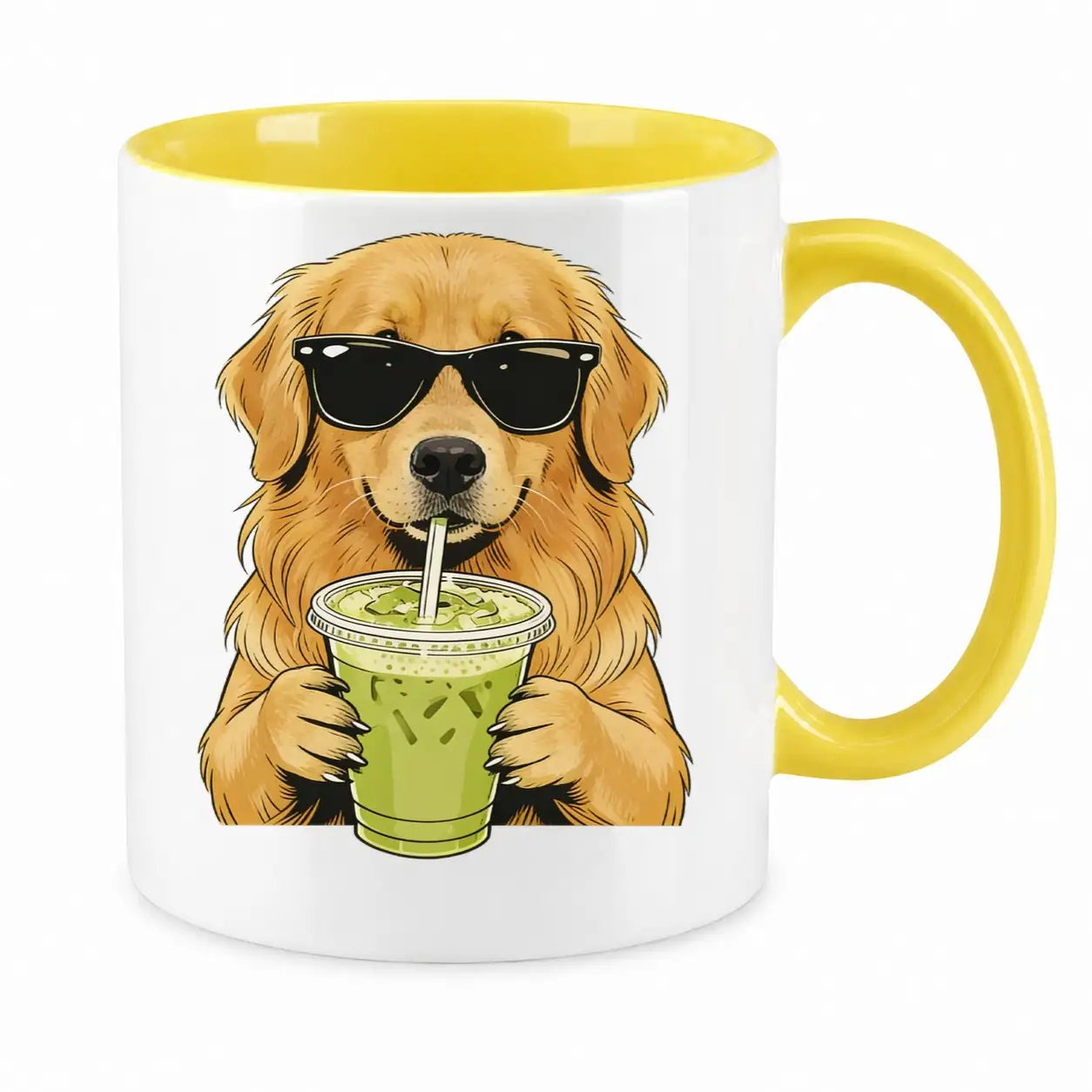 Tasse - Hund mit Sonnenbrille Matcha