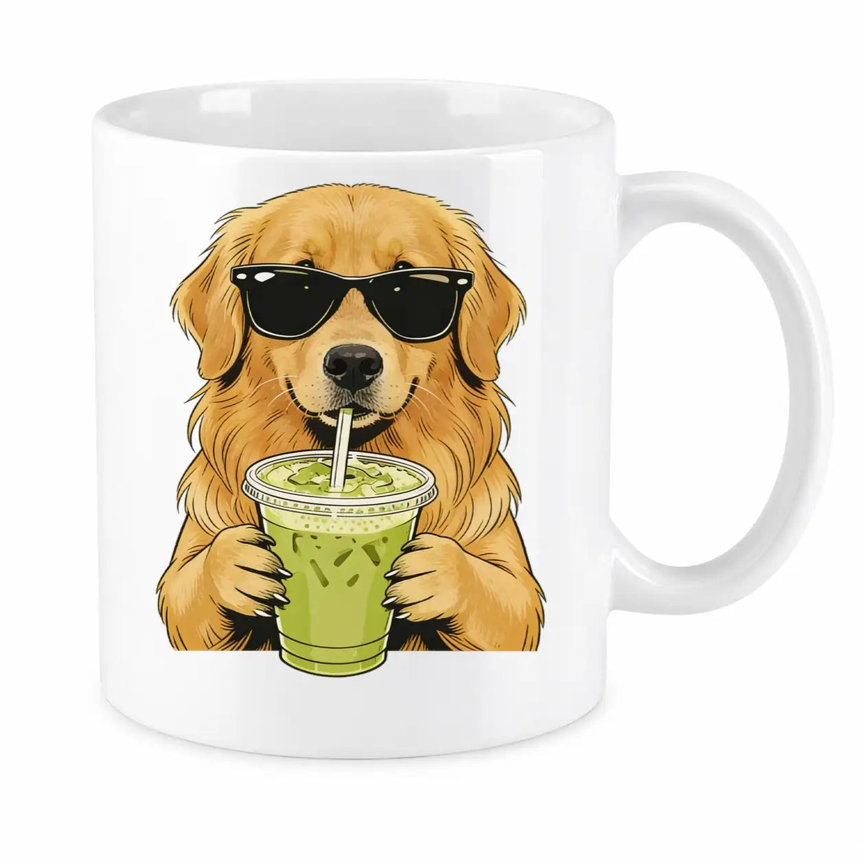 Tasse - Hund mit Sonnenbrille Matcha