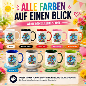 LIEBTASTISCH® Tasse mit Spruch - Heute Schulkind morgen Superheld - lustige Kaffeetasse Einschulung Geschenk Schulanfang Schulkind 2026 - Tschüss Grundschule - {FARBE}