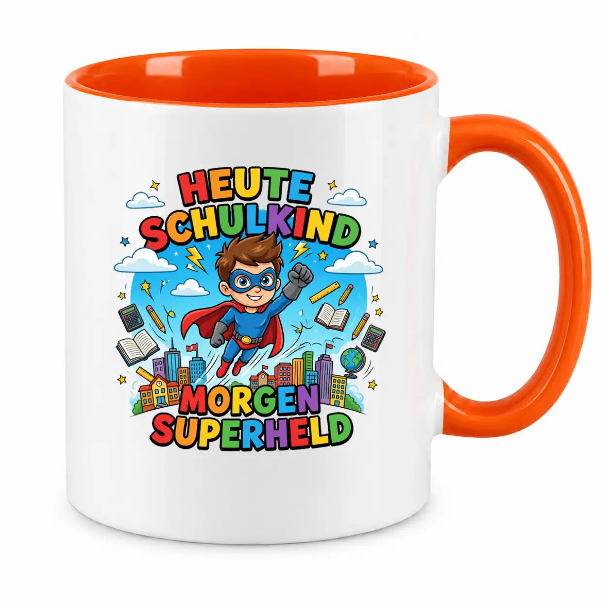 LIEBTASTISCH® Tasse mit Spruch - Heute Schulkind morgen Superheld - lustige Kaffeetasse Einschulung Geschenk Schulanfang Schulkind 2026 - Tschüss Grundschule - {FARBE}