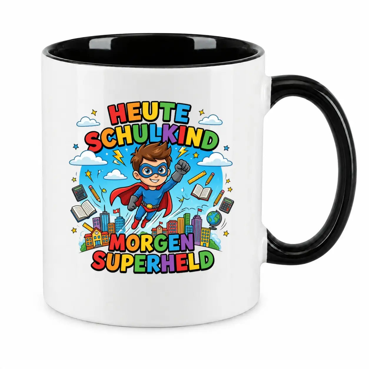 LIEBTASTISCH® Tasse mit Spruch - Heute Schulkind morgen Superheld - lustige Kaffeetasse Einschulung Geschenk Schulanfang Schulkind 2026 - Tschüss Grundschule - {FARBE}