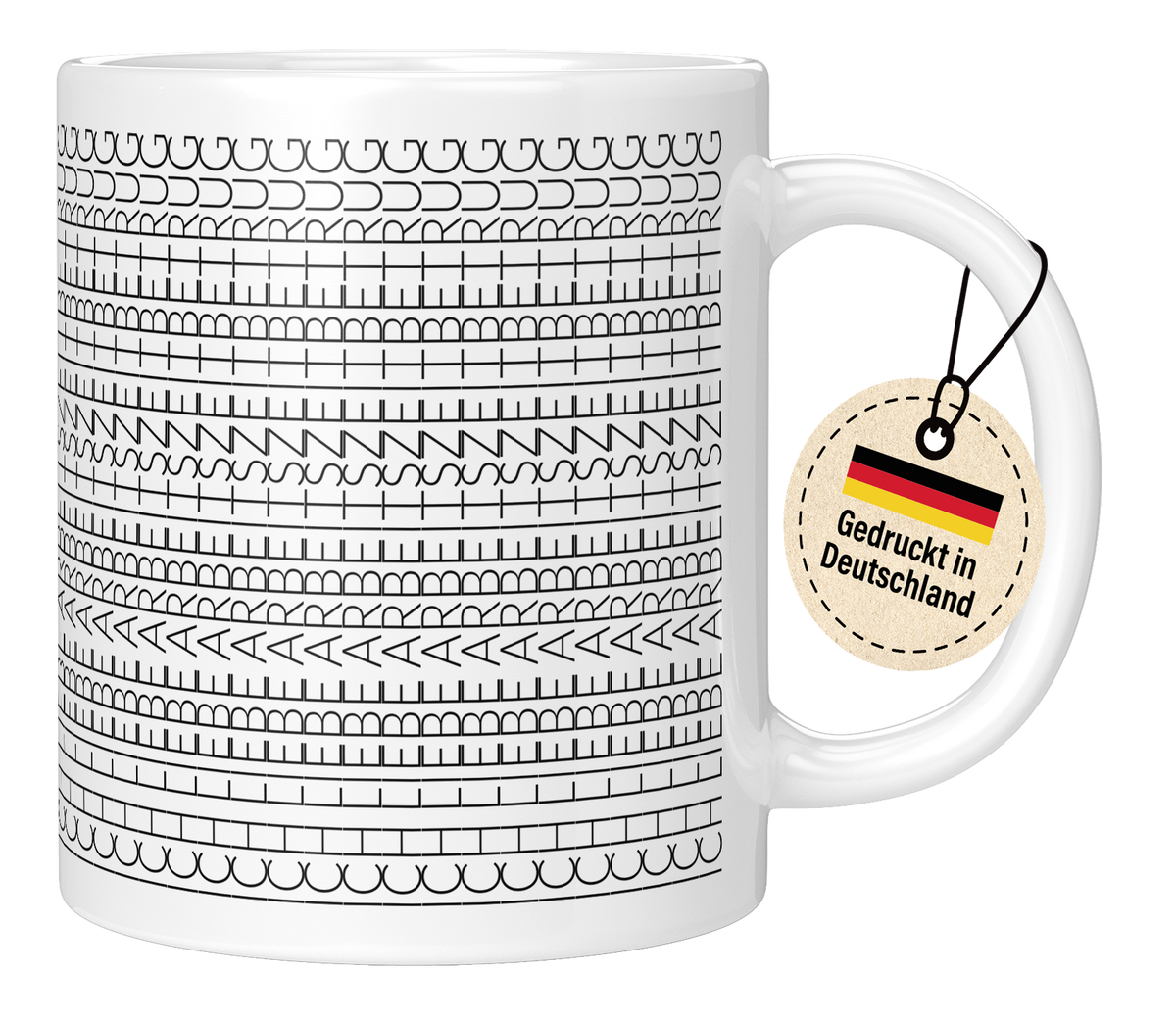 Tasse - Nähmaschinen-Stichmuster Reihen