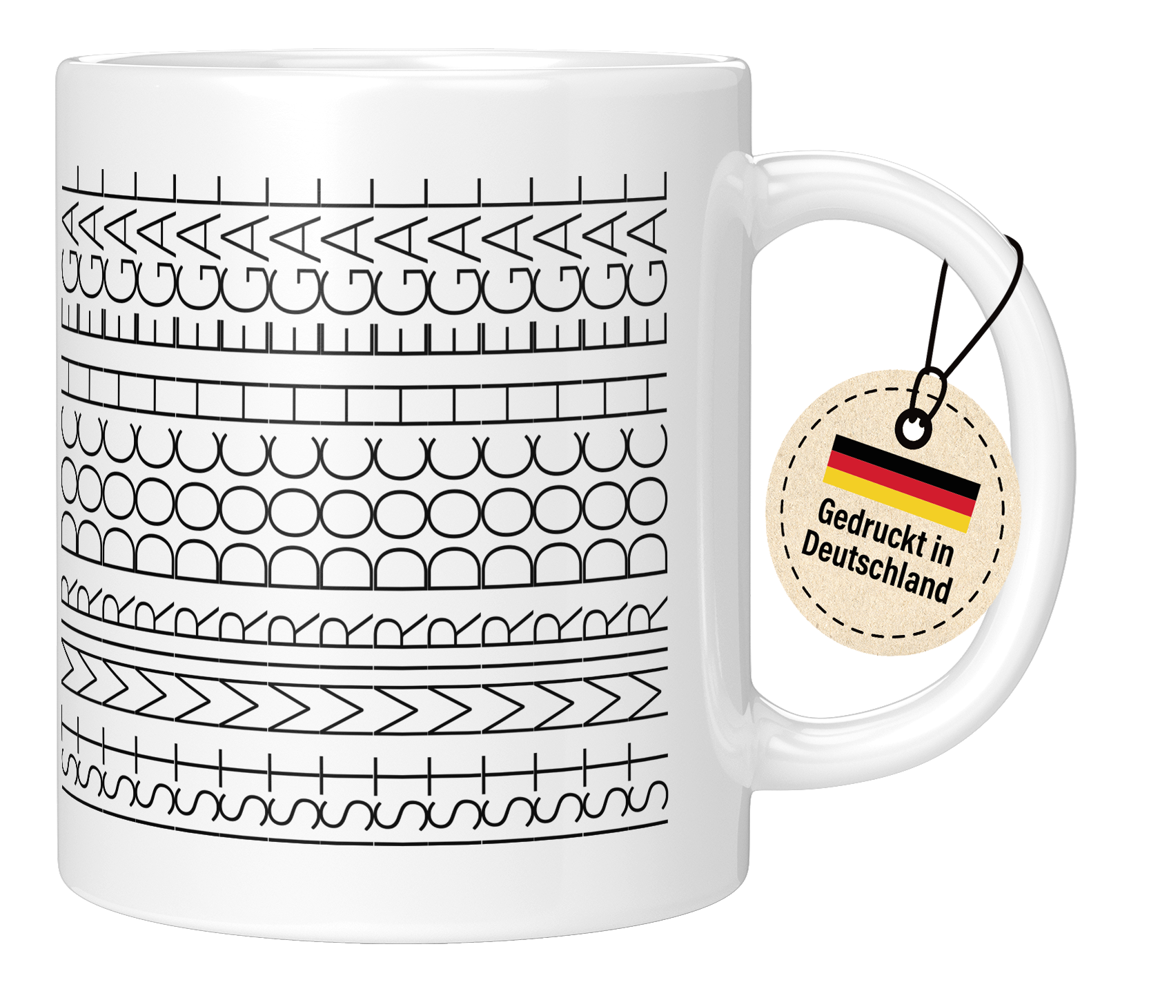 Tasse - Nähmaschinen-Stichmuster Reihen