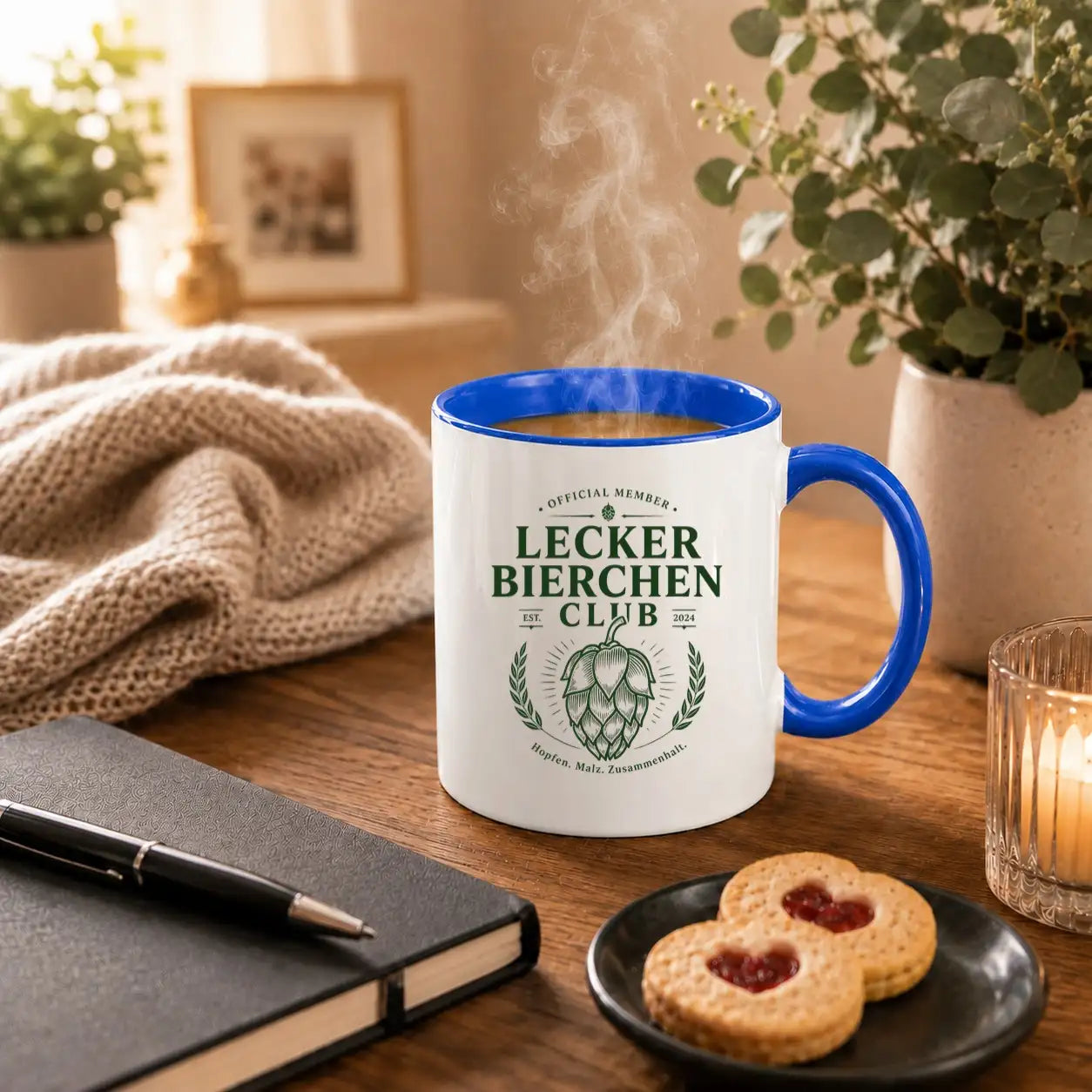 LIEBTASTISCH® Tasse mit Spruch - Official Member Lecker Bierchen Club Est. 2024 Hopfen. Malz - lustige Kaffeetasse Bier Geschenk für Männer - Sauf Tshirt - {FARBE}