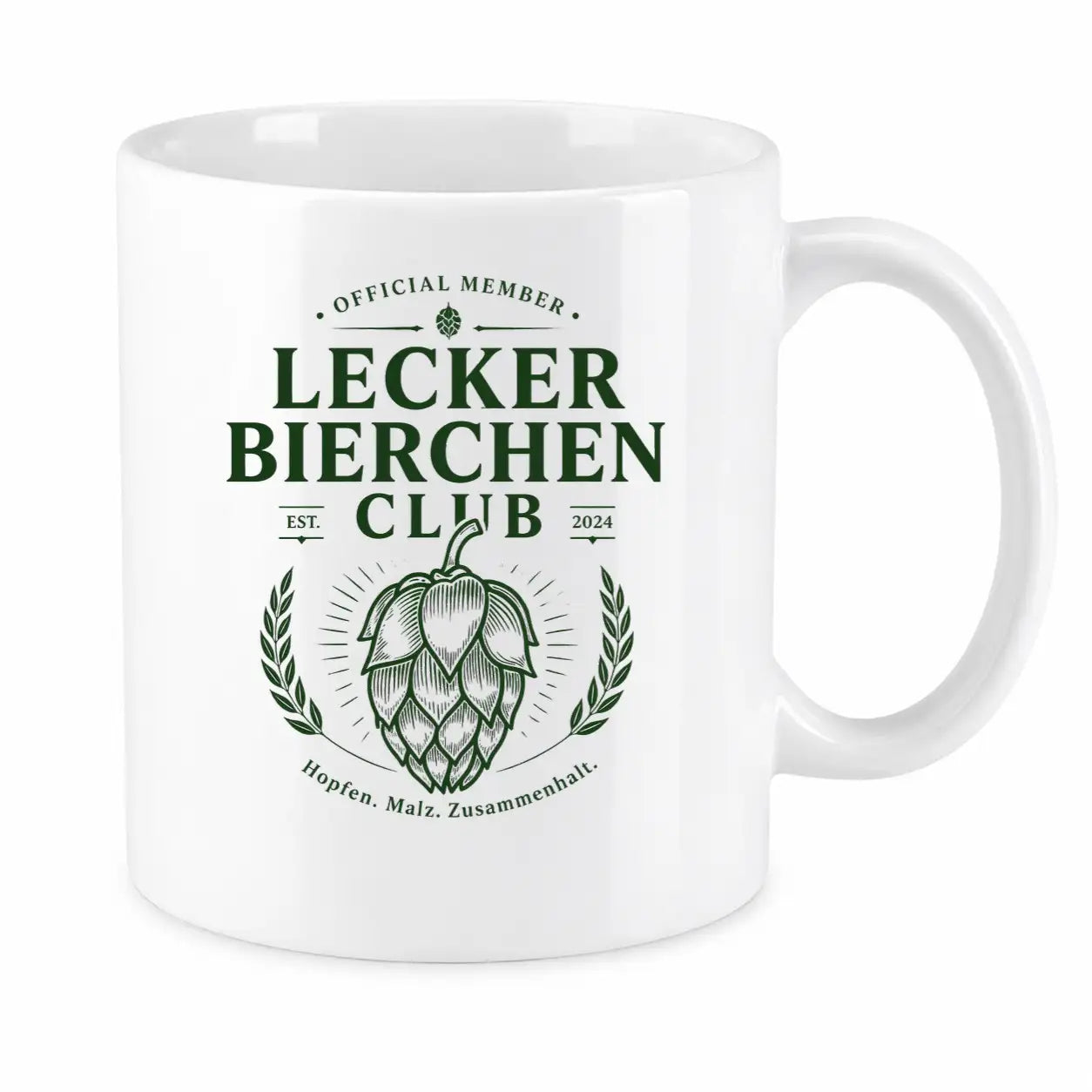 LIEBTASTISCH® Tasse mit Spruch - Official Member Lecker Bierchen Club Est. 2024 Hopfen. Malz - lustige Kaffeetasse Bier Geschenk für Männer - Sauf Tshirt - {FARBE}