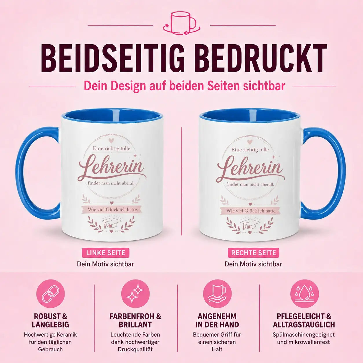 LIEBTASTISCH® Tasse mit Spruch - Eine richtig tolle Lehrerin findet man nicht überall - Geschenk für Lehrerin Grundschule - 50. Karte - 67 Lehrer - {FARBE}