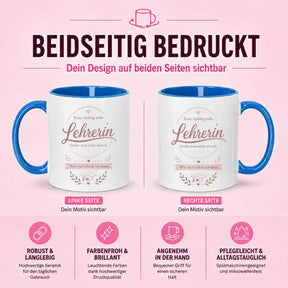 LIEBTASTISCH® Tasse mit Spruch - Eine richtig tolle Lehrerin findet man nicht überall - Geschenk für Lehrerin Grundschule - 50. Karte - 67 Lehrer - {FARBE}