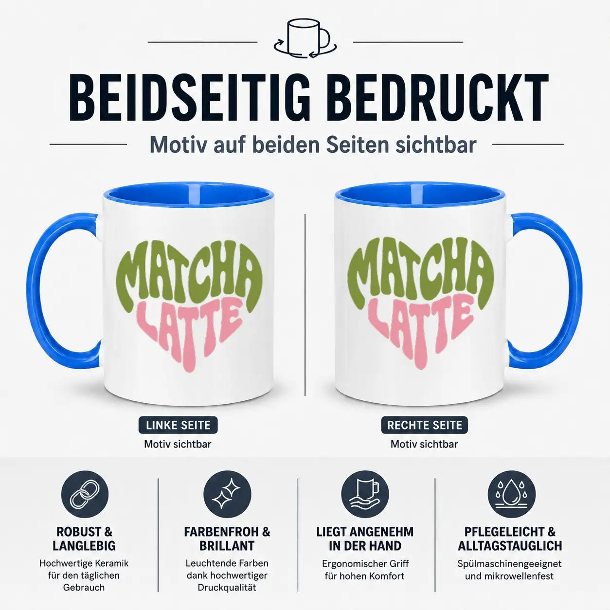 LIEBTASTISCH® Tasse mit Spruch - Matcha Latte - süße Kaffeetasse Becher für Matcha Liebhaber - Geschenk Teetasse Kakaotasse mit Herz Motiv japanische Teegläser Stil für Frauen Freundin Kollegin -