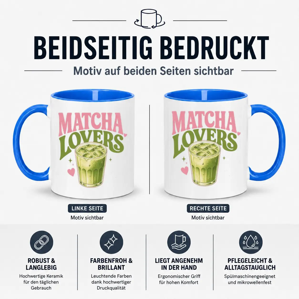 LIEBTASTISCH® Tasse mit Spruch - Matcha Lovers - Teetasse für Matcha Fans mit Glas Motiv - Matchaset - {FARBE}