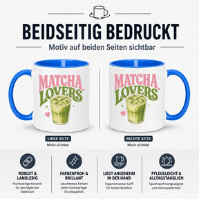 LIEBTASTISCH® Tasse mit Spruch - Matcha Lovers - Teetasse für Matcha Fans mit Glas Motiv - Matchaset - {FARBE}
