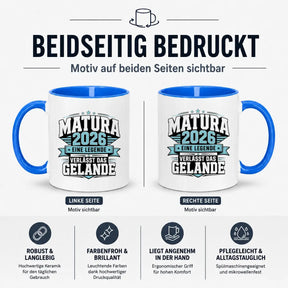LIEBTASTISCH® Tasse mit Spruch - Matura 2026 Eine Legende verlässt das Gelände - lustige Kaffeetasse Matura Geschenk Abitur Abi Geschenke - {FARBE}
