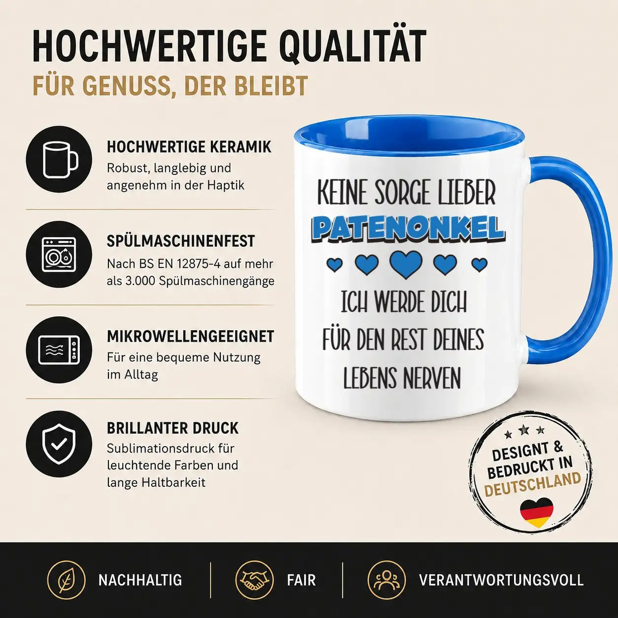 Tasse - Keine Sorge lieber Patenonkel ich werde dich für den Rest deines Lebens nerven