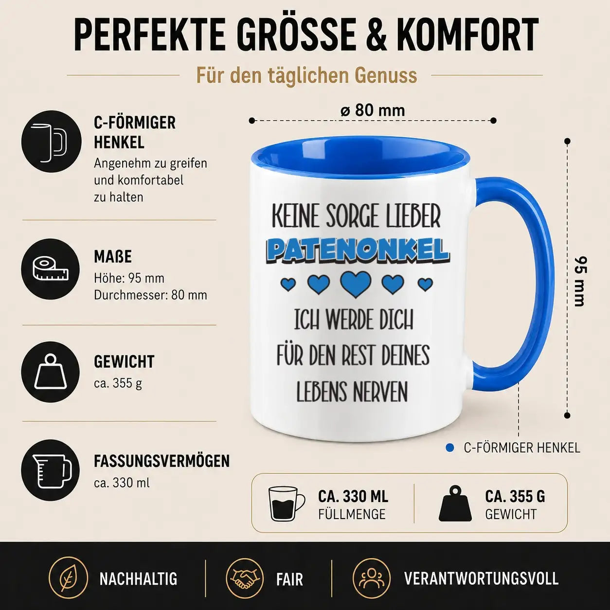 Tasse - Keine Sorge lieber Patenonkel ich werde dich für den Rest deines Lebens nerven