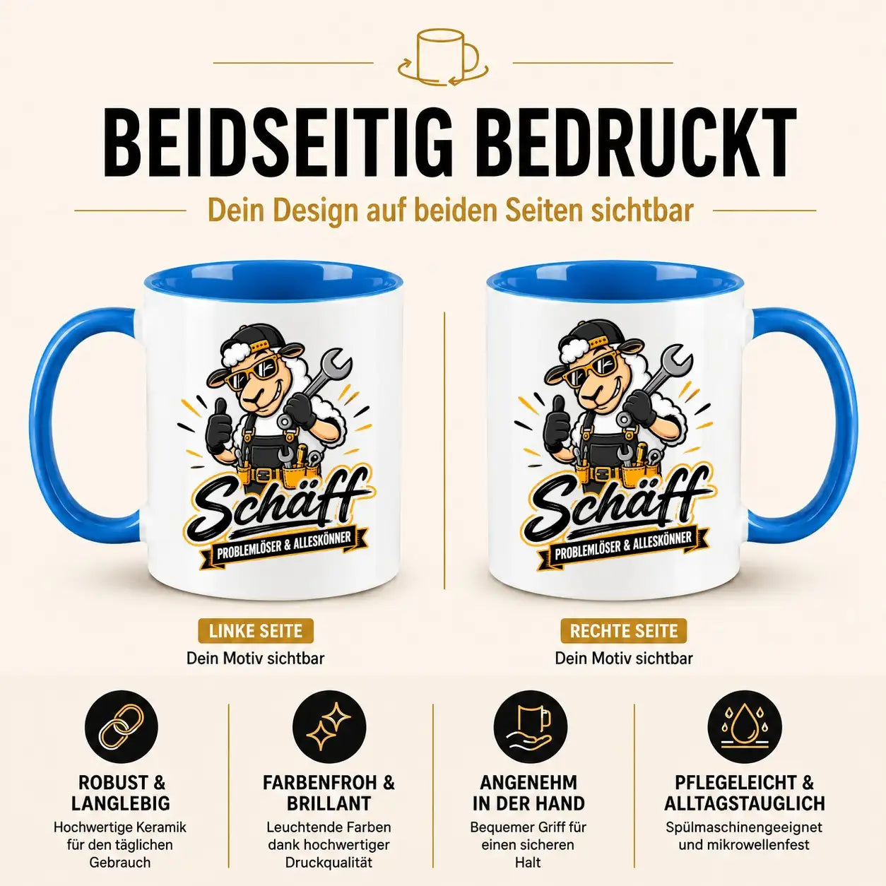 Tasse - Schaf Handwerker Mechaniker Motiv