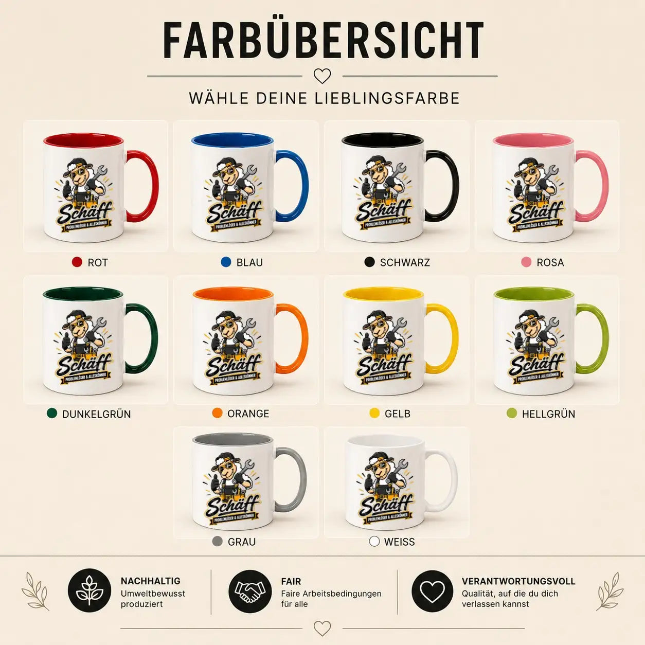 Tasse - Schaf Handwerker Mechaniker Motiv