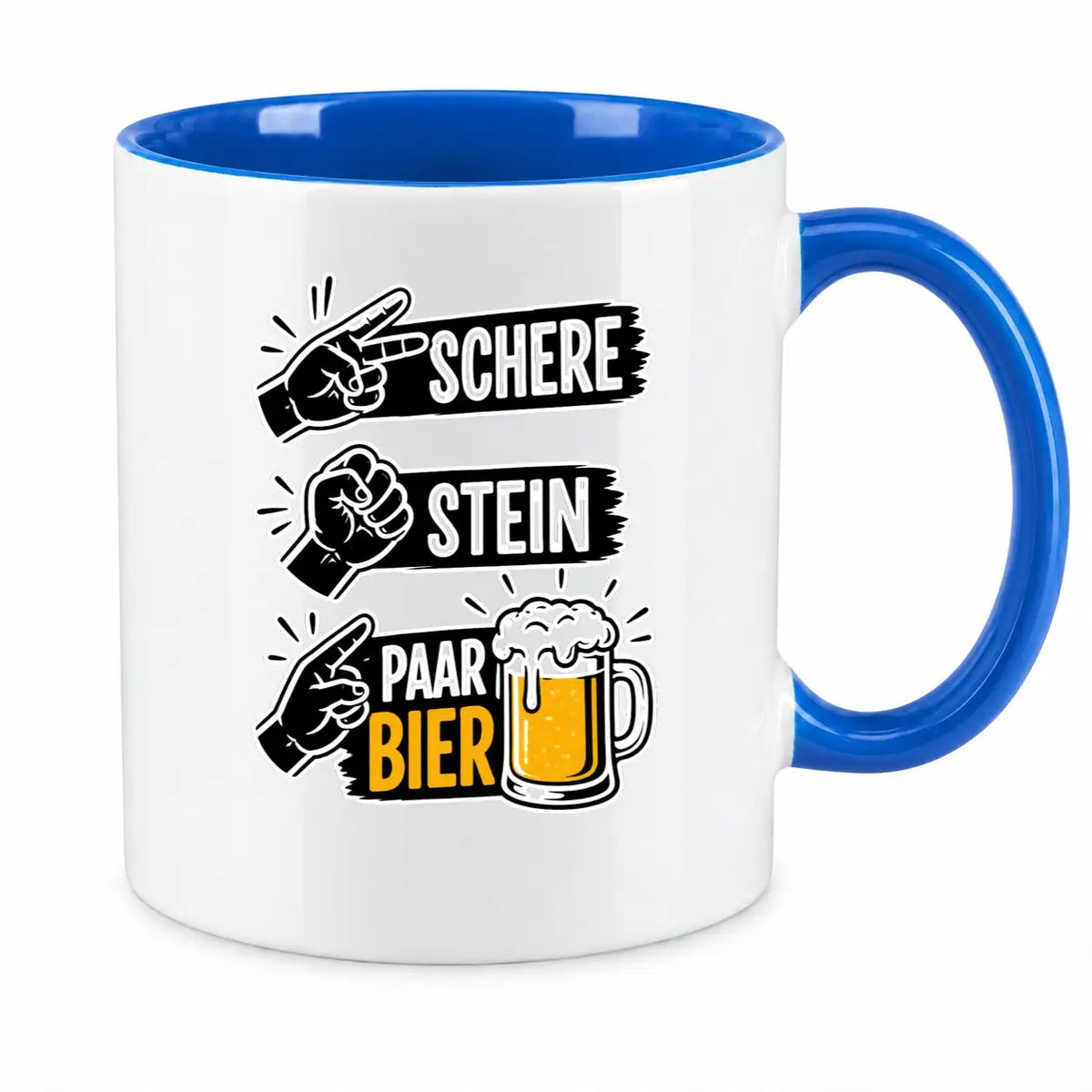 LIEBTASTISCH® Tasse mit Spruch - Schere Stein Paar Bier - lustige Kaffeetasse für Männer Biertrinker Bierliebhaber - Tassen - Bierglas - {FARBE}