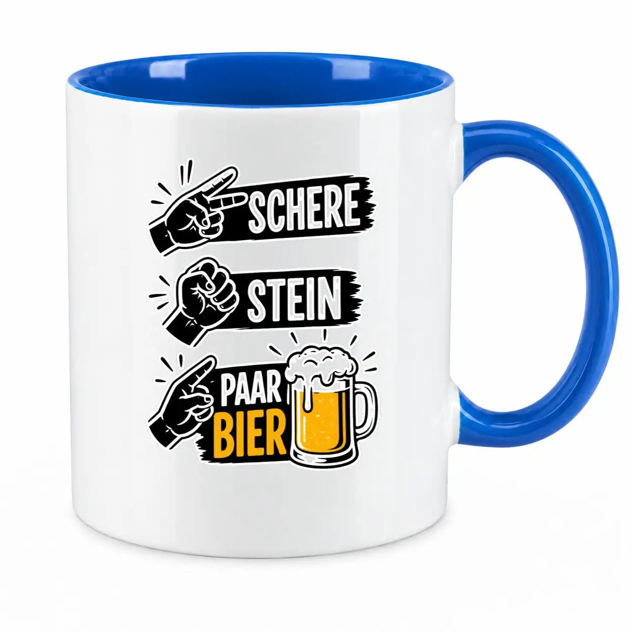 LIEBTASTISCH® Tasse mit Spruch - Schere Stein Paar Bier - lustige Kaffeetasse für Männer Biertrinker Bierliebhaber - Tassen - Bierglas - {FARBE}